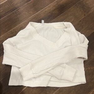 ALO Yoga Cream Ribbed Knit Top